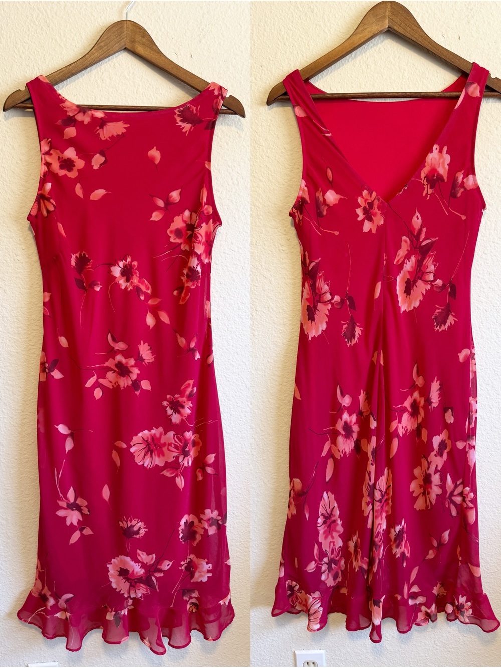 Johnnie M. Red Floral Midi Dress – Size 14 - Picture 2 of 7